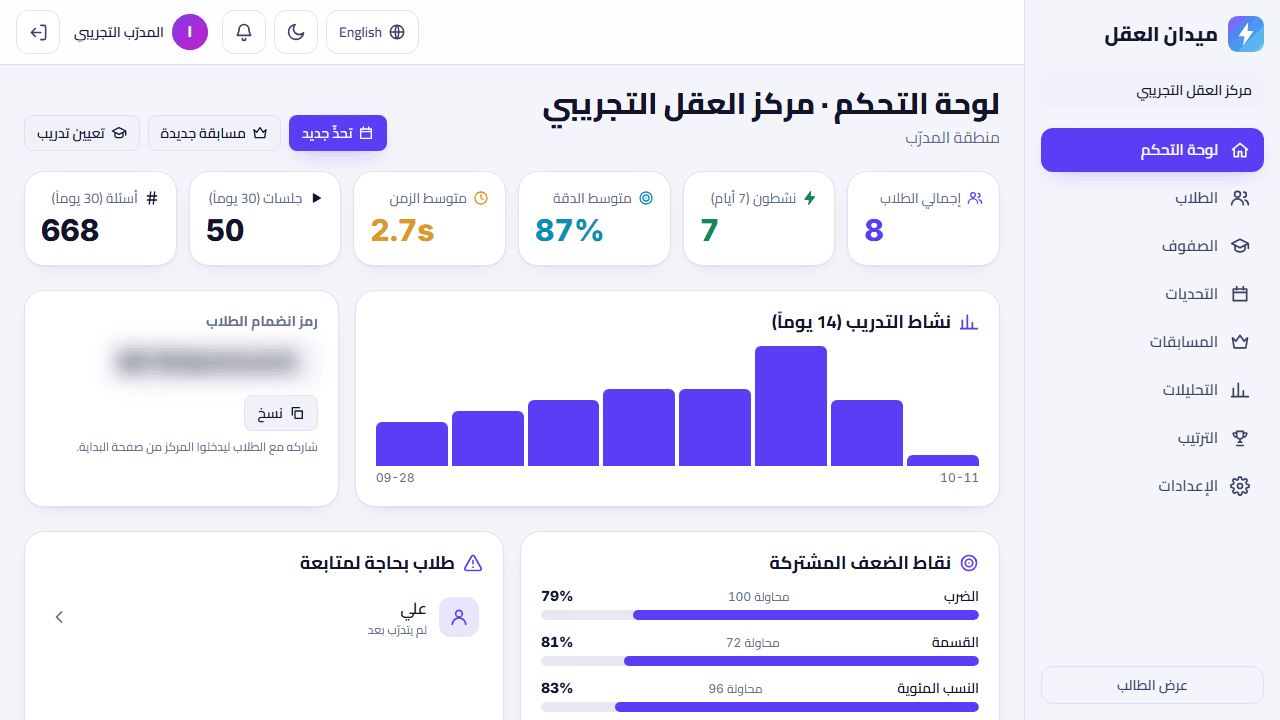 لوحة المدرّب